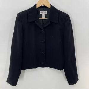 Vintage 90s Pendleton Y2K Black Button Front Office Preppy Blazer Jacket Size 6